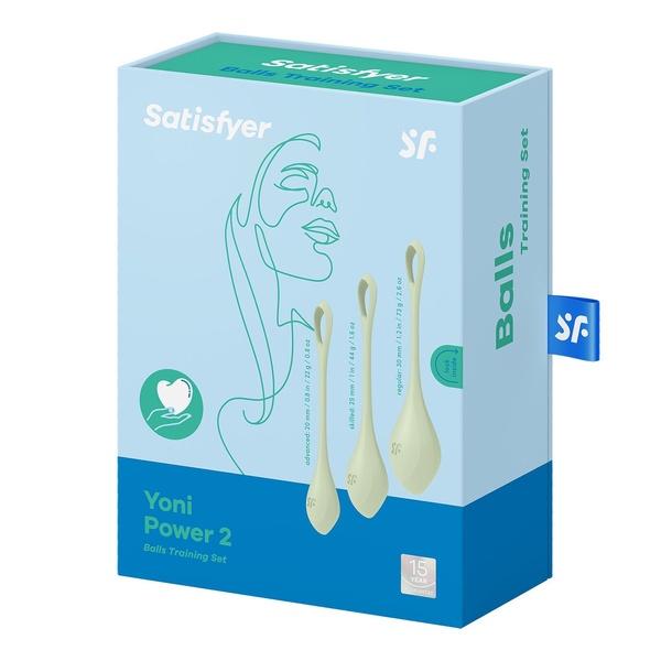 Набор йони бусин Satisfyer Yoni Power 2 Light Green, диаметр 2-2,5-3см, вес 22-44-73гр SO5549 SO5549 фото