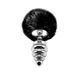 Металлическая анальная пробка Кроличий хвостик Alive Fluffy Twist Plug L Black, диаметр 3,8 см SO6311