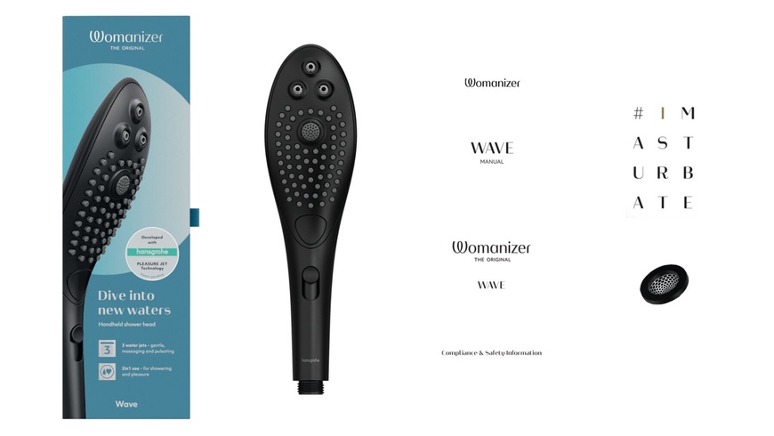 Насадка-стимулятор для душа 2в1 Womanizer Wave Black, массажер для интимных зон SO8763 SO8763 фото