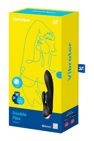 Смарт вибратор кролик Satisfyer Double Flex Connect App Black , T360385