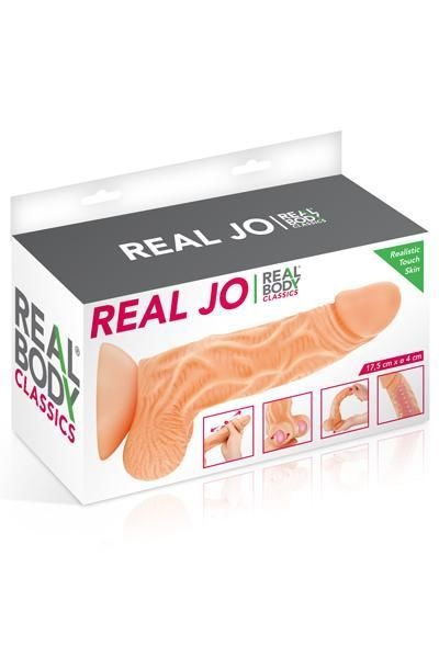 Фалоімітатор із рухомою крайньою плоттю Real Body — Real JO, діаметр 4 см, TPE Тілесний, SO1888 SO1888 фото