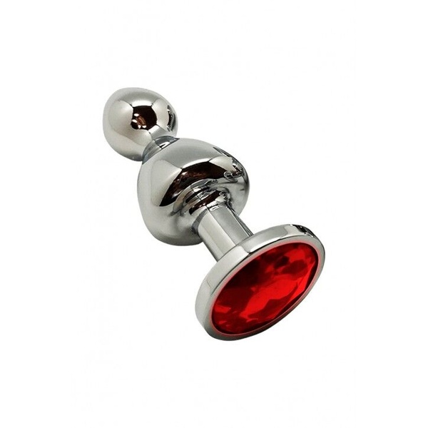 Металлическая анальная пробка Wooomy Lollypop Double Ball Metal Plug Red M диаметр 3,1см, длина 9,4с SO7423 SO7423 фото