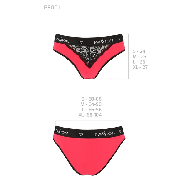 Трусики з широкою гумкою і мереживом Passion PS001 PANTIES L, red-black , SO4167