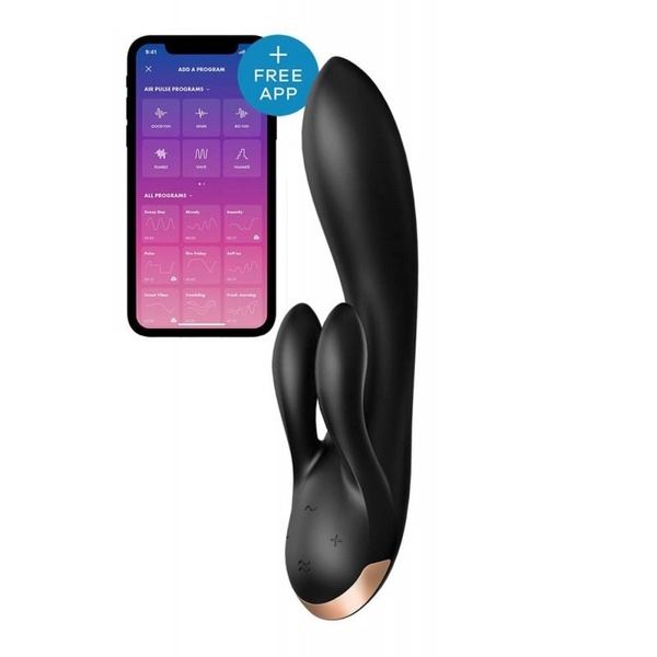 Смарт вибратор кролик Satisfyer Double Flex Connect App Black , T360385