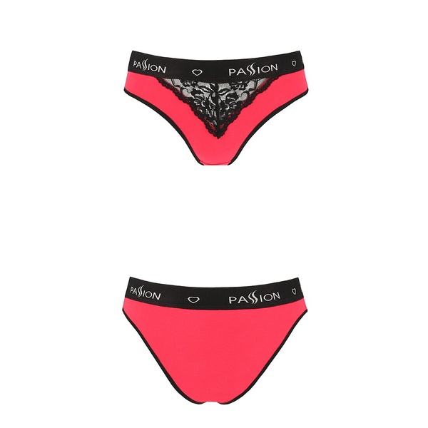 Трусики з широкою гумкою і мереживом Passion PS001 PANTIES L, red-black , SO4167