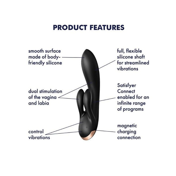 Смарт вибратор кролик Satisfyer Double Flex Connect App Black , T360385