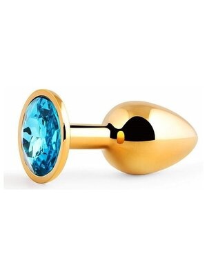 Анальная пробка с камнем Chisa Hi-Basic Gold Blue Gem Anal Plug , CH96332