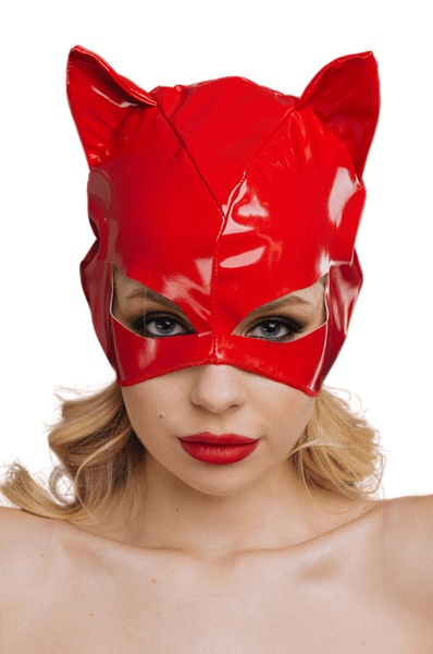 Еротична лакована маска D&A Кішечка, червона, SO7740 SO7740 фото
