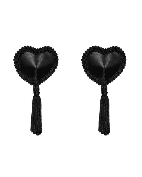 Еротичні наклейки на соски з пензликами Obsessive Tassel nipple covers black, чорні , SO7312 SO7312 фото