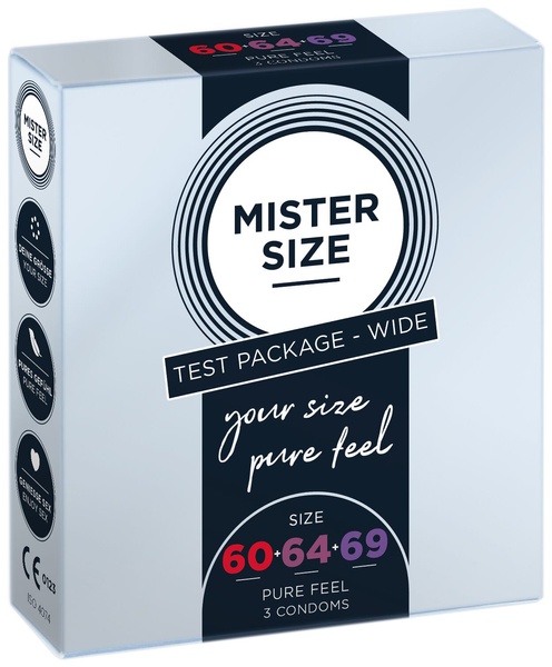 Набір презервативів Mister Size - pure feel - 60–64–69 (3 condoms), 3 розміри, товщина 0,05 мм , SO8041