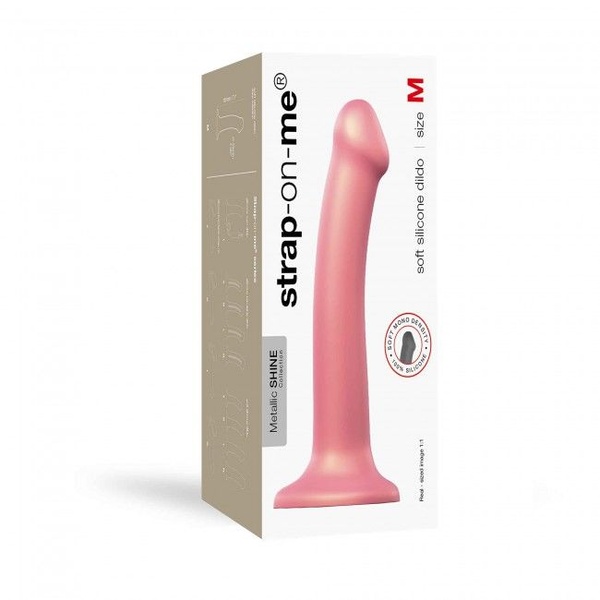 Насадка для страпону Strap-On-Me Mono Density Dildo Rose M, діам. 3,3 см, одношаровий силікон, гнучк , SO3568 SO3568 фото