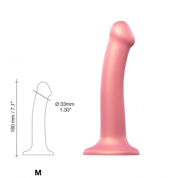 Насадка для страпону Strap-On-Me Mono Density Dildo Rose M, діам. 3,3 см, одношаровий силікон, гнучк , SO3568 SO3568 фото