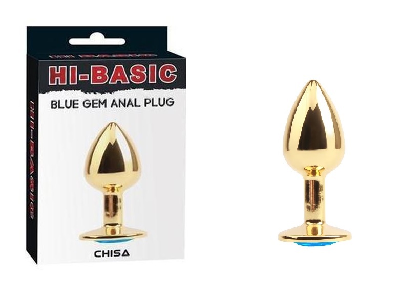 Анальная пробка с камнем Chisa Hi-Basic Gold Blue Gem Anal Plug , CH96332