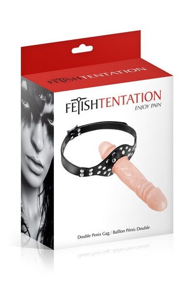 Кляп із подвійним фалоімітатором Fetish Tentation – Double Penis Gag Flesh Тілесний, SO5989 SO5989 фото