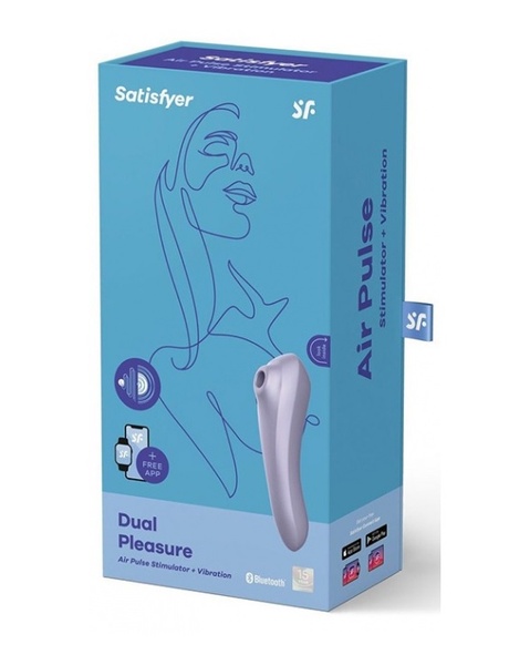 Подвійний смарт вібратор із вакуумною стимуляцією SATISFYER DUAL PLEASURE MAUVE, T360133