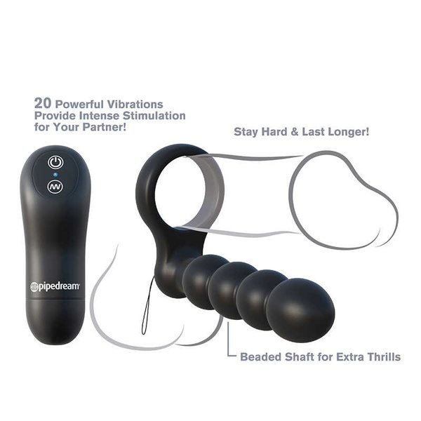 Насадка для двойного проникновения Pipedream C-Ringz Remote Control Double Penetrator Dildo, Black , PD21530