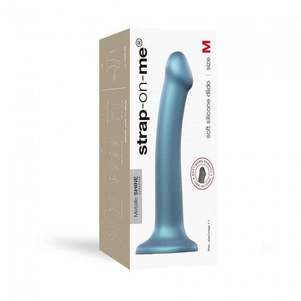 Насадка для страпона Strap-On-Me Mono Density Dildo Blue M, диам. 3,3см, однослойный силикон, гибкий SO3569 SO3569 фото