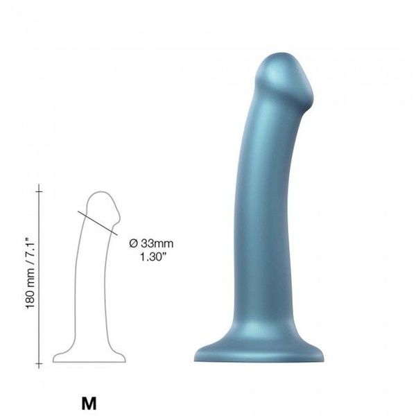 Насадка для страпона Strap-On-Me Mono Density Dildo Blue M, диам. 3,3см, однослойный силикон, гибкий SO3569 SO3569 фото