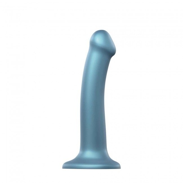 Насадка для страпона Strap-On-Me Mono Density Dildo Blue M, диам. 3,3см, однослойный силикон, гибкий SO3569 SO3569 фото