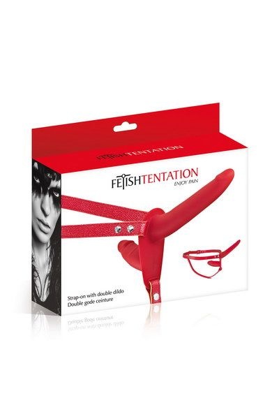 Двойной страпон Fetish Tentation Strap-On with Double Dildo Red SO3750 SO3750 фото