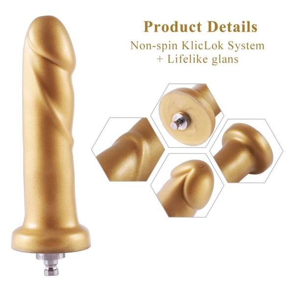 Золотий фалоімітатор Hismith 6.8″ Golden Silicone Dildo, система KlicLok , SO6202 SO6202 фото