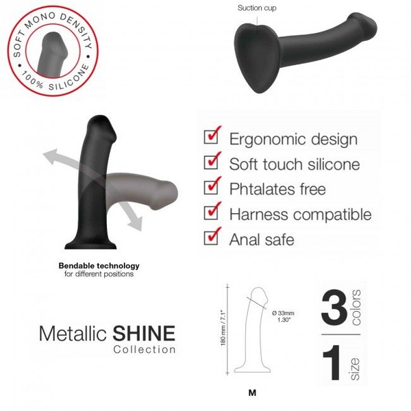 Насадка для страпона Strap-On-Me Mono Density Dildo Violet M, диам. 3,3см, однослойный силикон, гибк SO3570 SO3570 фото