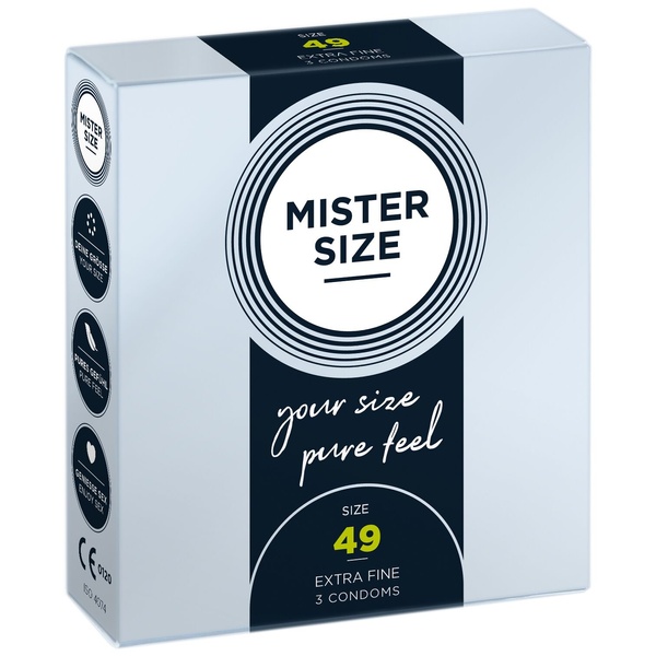 Презервативи Mister Size - pure feel - 49 (3 condoms), товщина 0,05 мм , SO8033