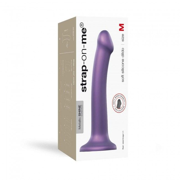 Насадка для страпону Strap-On-Me Mono Density Dildo Violet M, діам. 3,3 см, одношаровий силікон, гну , SO3570 SO3570 фото