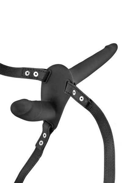 Подвійний страпон Fetish Tentation Strap-On with Double Dildo Black , SO3751 SO3751 фото