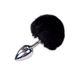 Металлическая анальная пробка Кроличий хвостик Alive Fluffy Plug M Black, диаметр 3,4 см SO6315