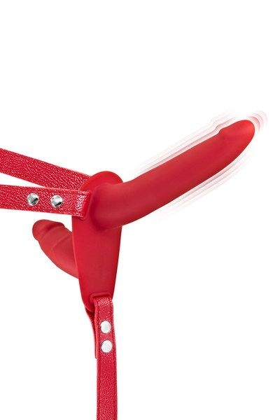 Подвійний страпон з вібрацією Fetish Tentation Vibrating Strap-On with Double Dildo Red , SO3752 SO3752 фото