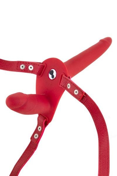 Подвійний страпон з вібрацією Fetish Tentation Vibrating Strap-On with Double Dildo Red , SO3752 SO3752 фото