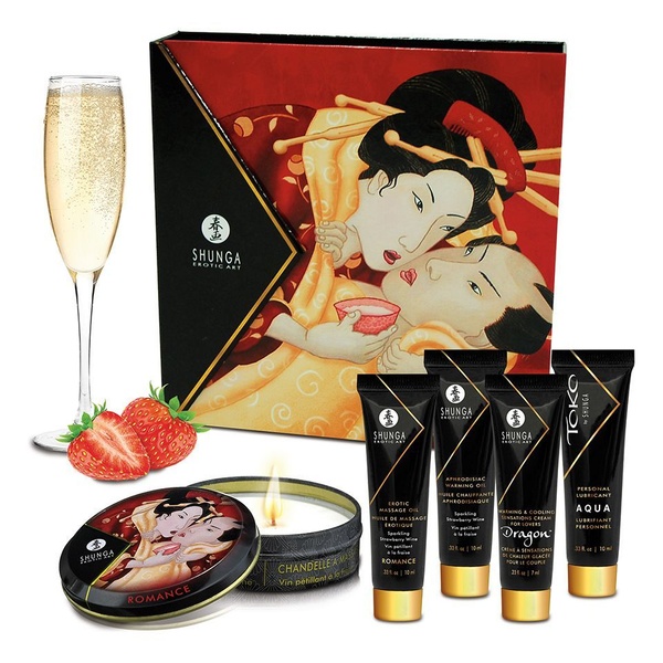 Подарунковий набір Shunga GEISHAS SECRETS – Sparkling Strawberry Wine: для шикарної ночі вдвох , SO2557 SO2557 фото