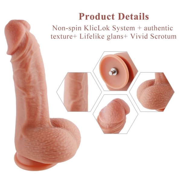 Ультрареалістичний фалоімітатор для секс-машин Hismith 8.3″ 2-layers Silicone Flesh Dildo, 2-шаровий , SO6204 SO6204 фото