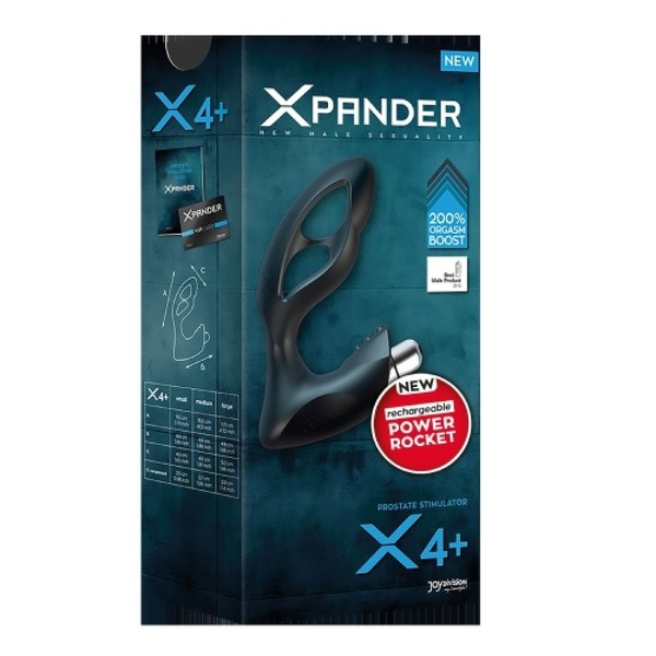 Масажер простати розмір L, XPANDER X4+ rechargeable PowerRocket, чорний, 11.5 см, JD17439