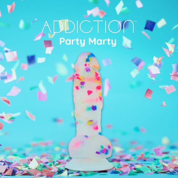 Фаллоимитатор с конфетти ADDICTION - PARTY MARTY 7.5″ - FROST & CONFETTI, 19 см, силикон SO4532 SO4532 фото