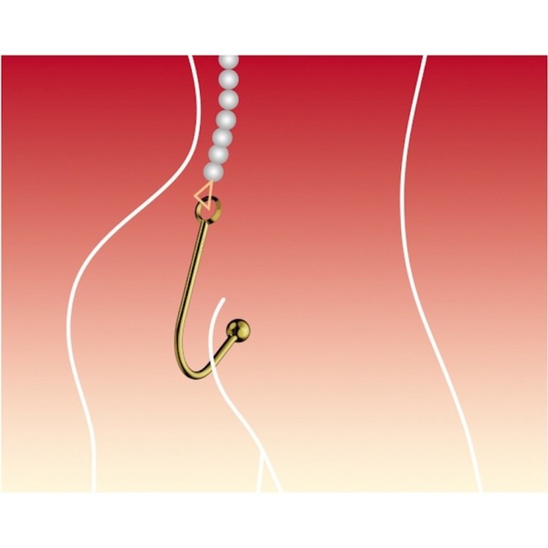 Вагінальний / анальний гак UPKO Hook золотистий, з кулькою на кінці та кільцем для фіксації, U64057