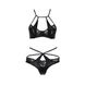 Комплект белья Passion Exclusive NAVEL SET S/M, black, трусики и лиф с элементами под латекс Черный PS24902 PS24902 фото 5