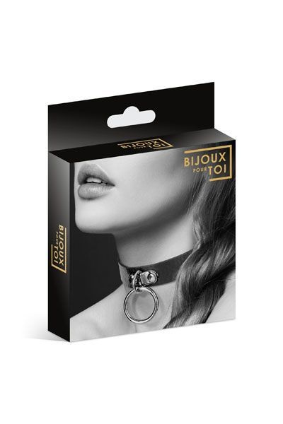 Чокер с кольцом для поводка Bijoux Pour Toi - FETISH Black, экокожа Черный SO1879 SO1879 фото