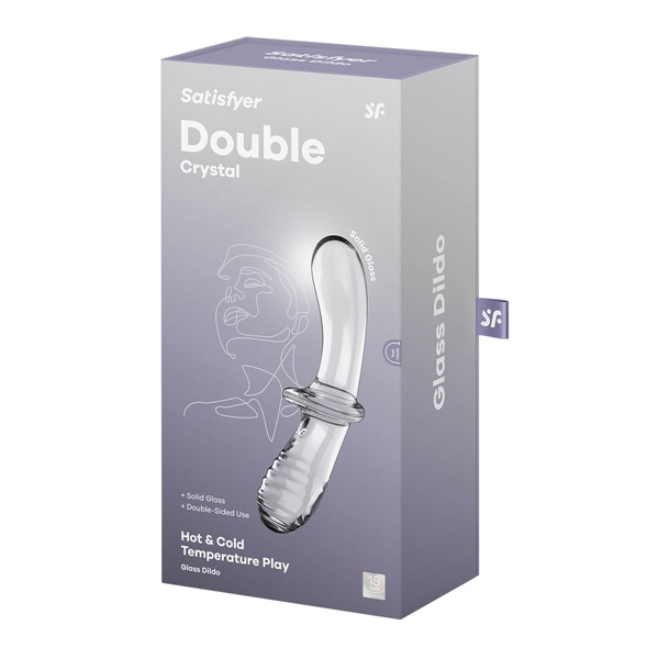 Двосторонній скляний дилдо Satisfyer Double Crystal Transparent, боросилікатне скло, унісекс , SO8784