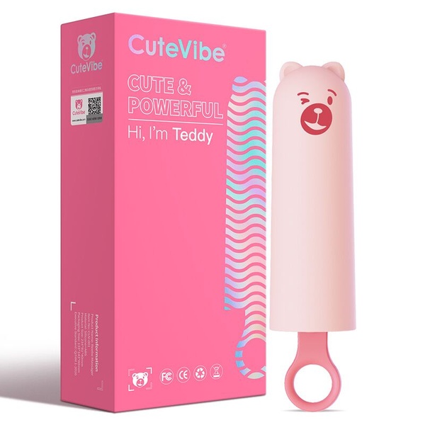 Вібратор CuteVibe Teddy Pink (Black Dildo), реалістичний вібратор під виглядом морозива , SO6547 SO6547 фото