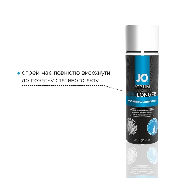 Пролонгувальний спрей System JO Prolonger Spray with Benzocaine (60 мл) не містить мінеральних масел , SO1832 SO1832 фото