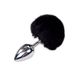 Металлическая анальная пробка Кроличий хвостик Alive Fluffy Plug L Black, диаметр 3,9 см SO6318