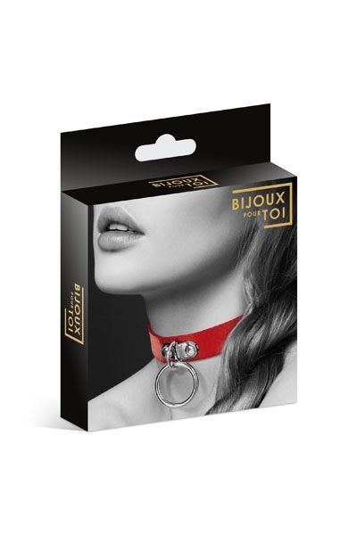 Чокер с кольцом для поводка Bijoux Pour Toi - FETISH Red, экокожа Красный SO1880 SO1880 фото