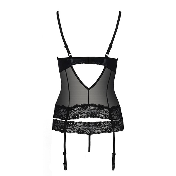 Корсет с открытой грудью Passion Exclusive NORTH CORSET S/M, black, пажи, трусики, шнуровка Черный PS24005 PS24005 фото