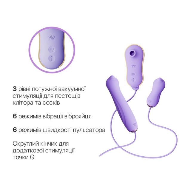 Набор 3в1 Zalo — UNICORN Set Violet, виброяйцо, пульсатор, вакуумный стимулятор SO6688 SO6688 фото