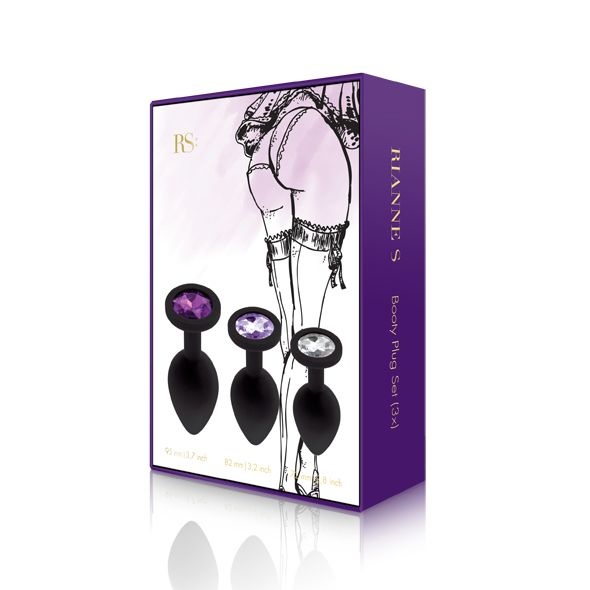 Набор анальных пробок с кристаллом Rianne S: Booty Plug Set Black, диаметр 2,7см, 3,5см, 4,1см SO3889 SO3889 фото