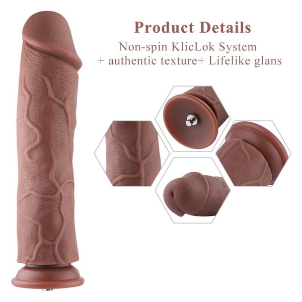 Силіконовий фалоімітатор для секс-машин Hismith 11″ Silicone Dildo, система KlicLok , SO6208 SO6208 фото