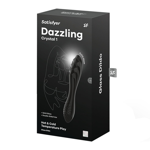 Двосторонній скляний дилдо Satisfyer Dazzling Crystal 1 Black, дуже міцний, без стопера , SO8786