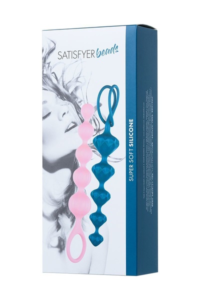 Набор анальных бус Satisfyer Beads Colored, силикон , макс. диаметр 3,3см и 3,5см Розовый/синий SO2739 SO2739 фото